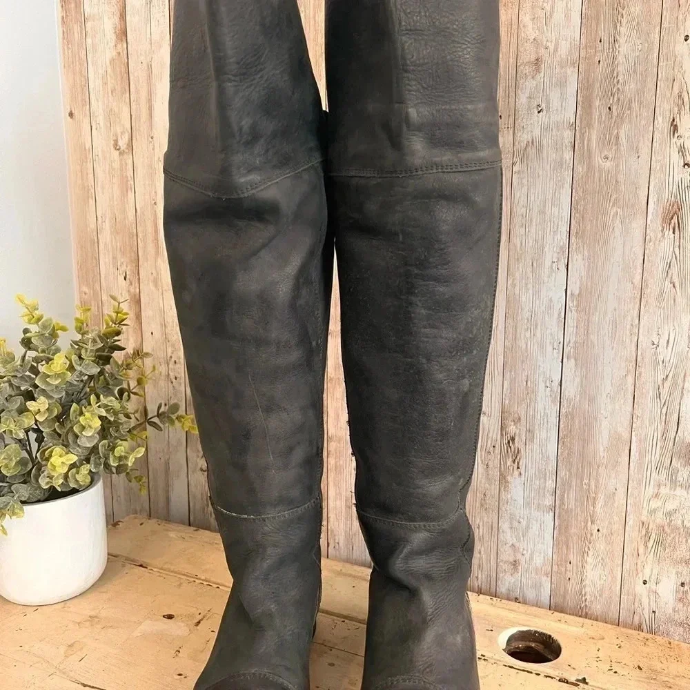 Jeffrey Campbell Over The Knee Grey Leather Boots